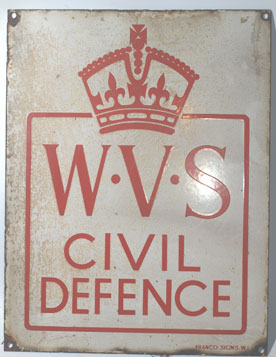WW2 WVS Civil Defence Enamel Sign
