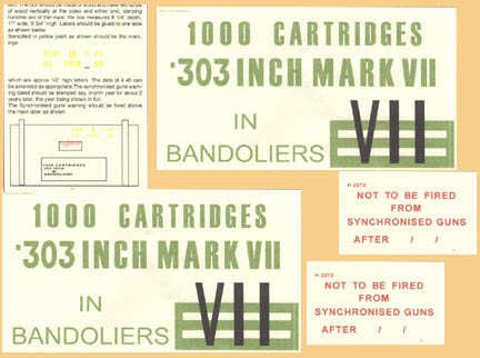 Labels for ammo box-.303 in bandoliers
