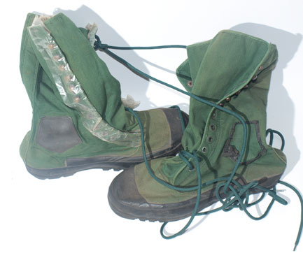 British late war/post war canvas and rubber jungle boots with socks